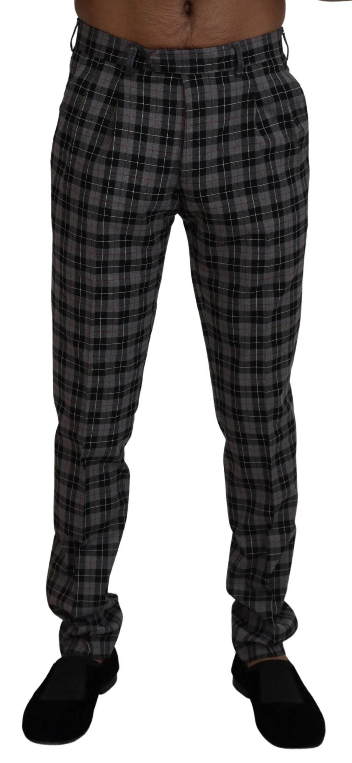 BENCIVENGA Gray Checkered Slim Fit Men Pants - Hilstor