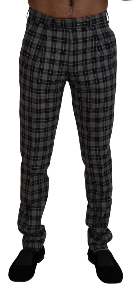 BENCIVENGA Gray Checkered Slim Fit Men Pants - Hilstor