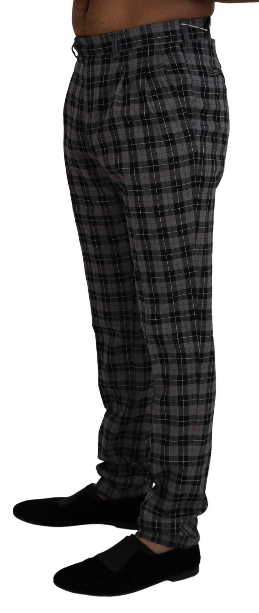 BENCIVENGA Gray Checkered Slim Fit Men Pants - Hilstor