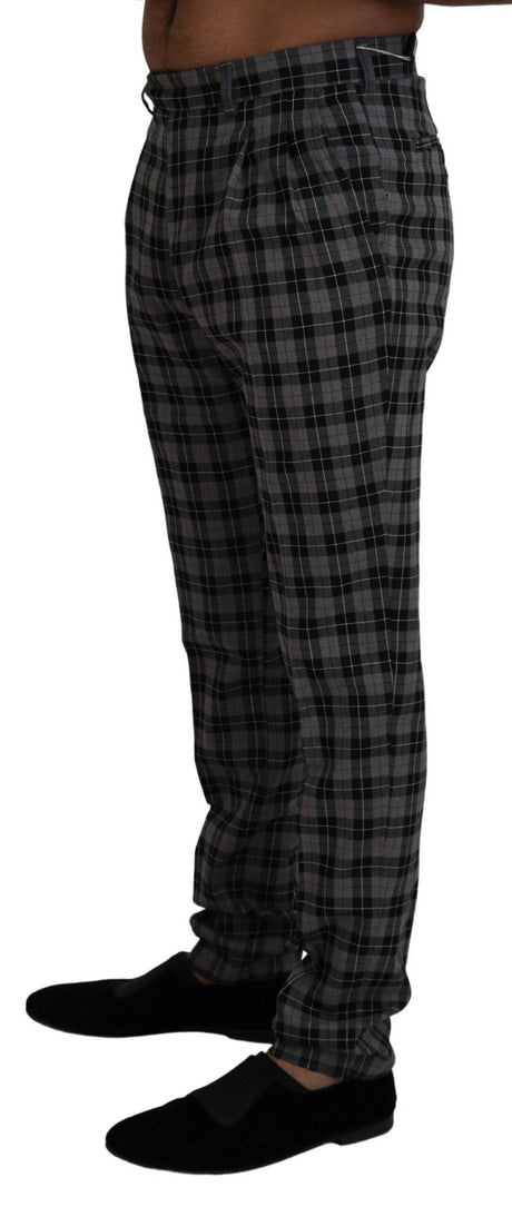 BENCIVENGA Gray Checkered Slim Fit Men Pants - Hilstor