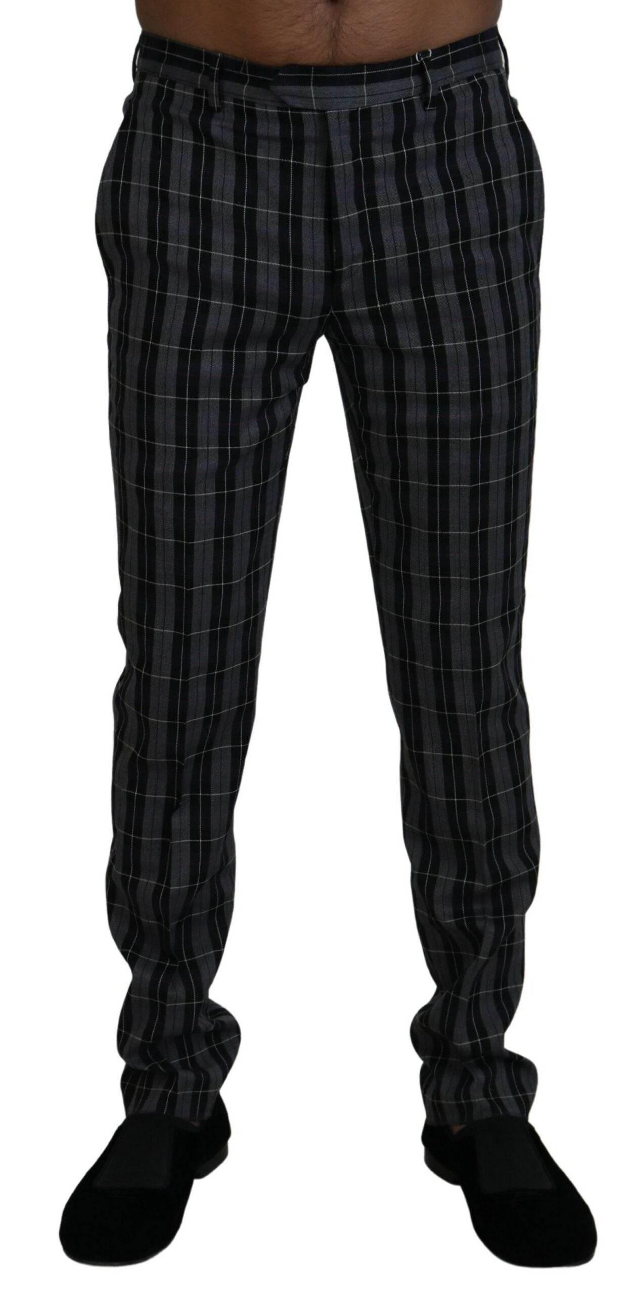 BENCIVENGA Gray Checkered Slim Fit Men Pants - Hilstor