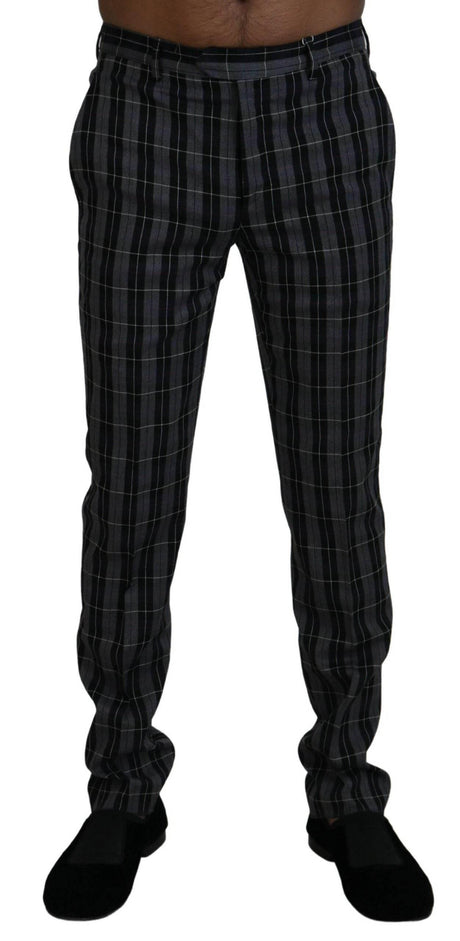 BENCIVENGA Gray Checkered Slim Fit Men Pants - Hilstor