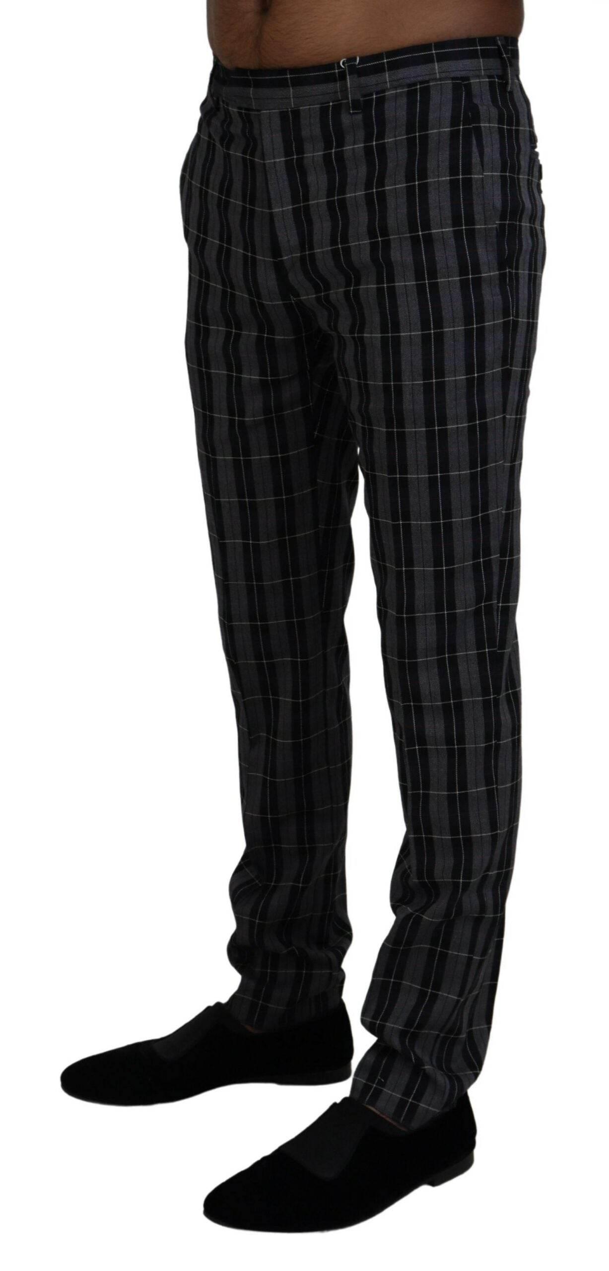 BENCIVENGA Gray Checkered Slim Fit Men Pants - Hilstor