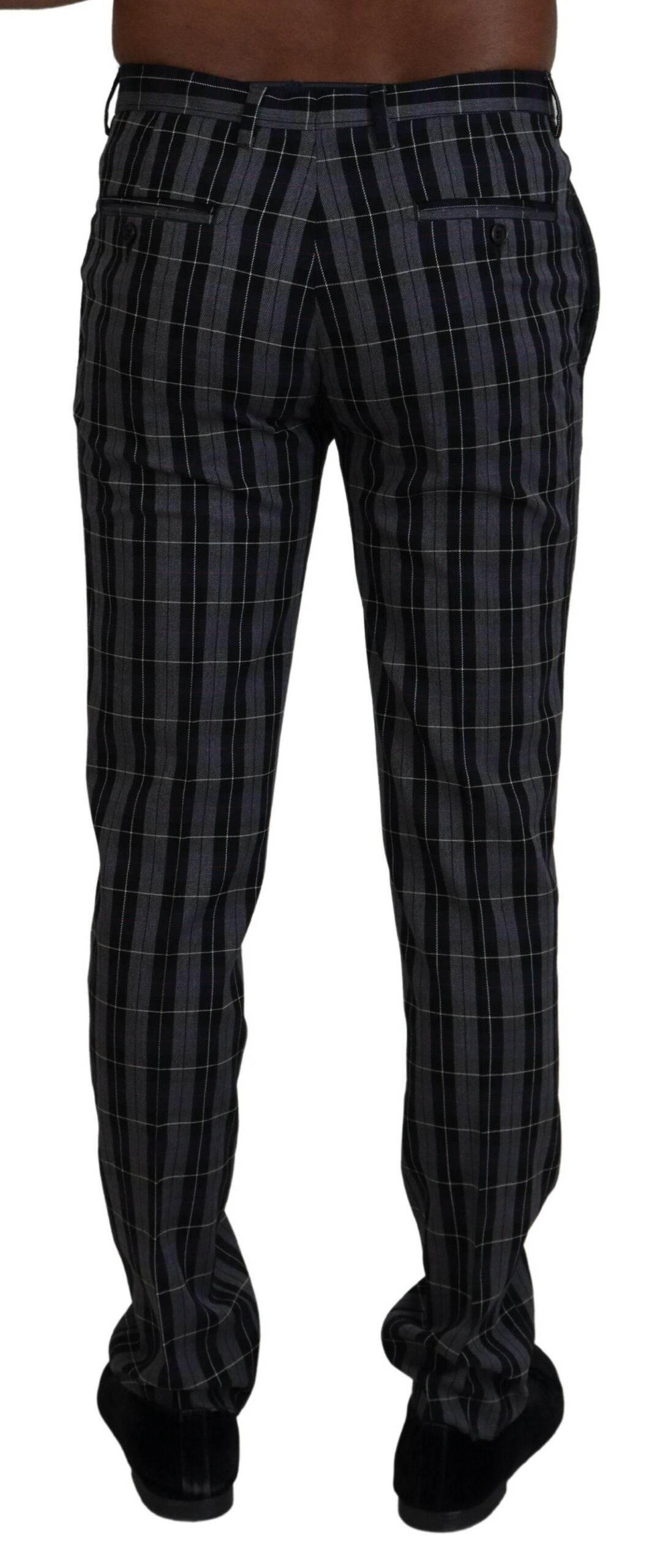 BENCIVENGA Gray Checkered Slim Fit Men Pants - Hilstor
