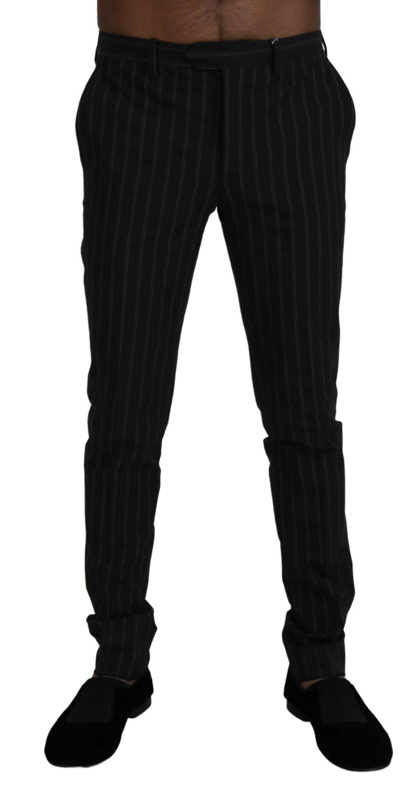 BENCIVENGA Black Stripes Viscose Dress Pants - Hilstor