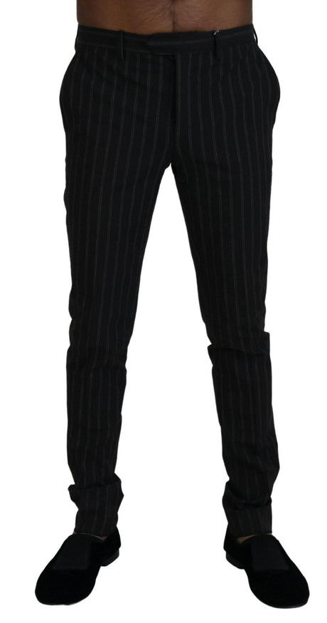 BENCIVENGA Black Stripes Viscose Dress Pants - Hilstor