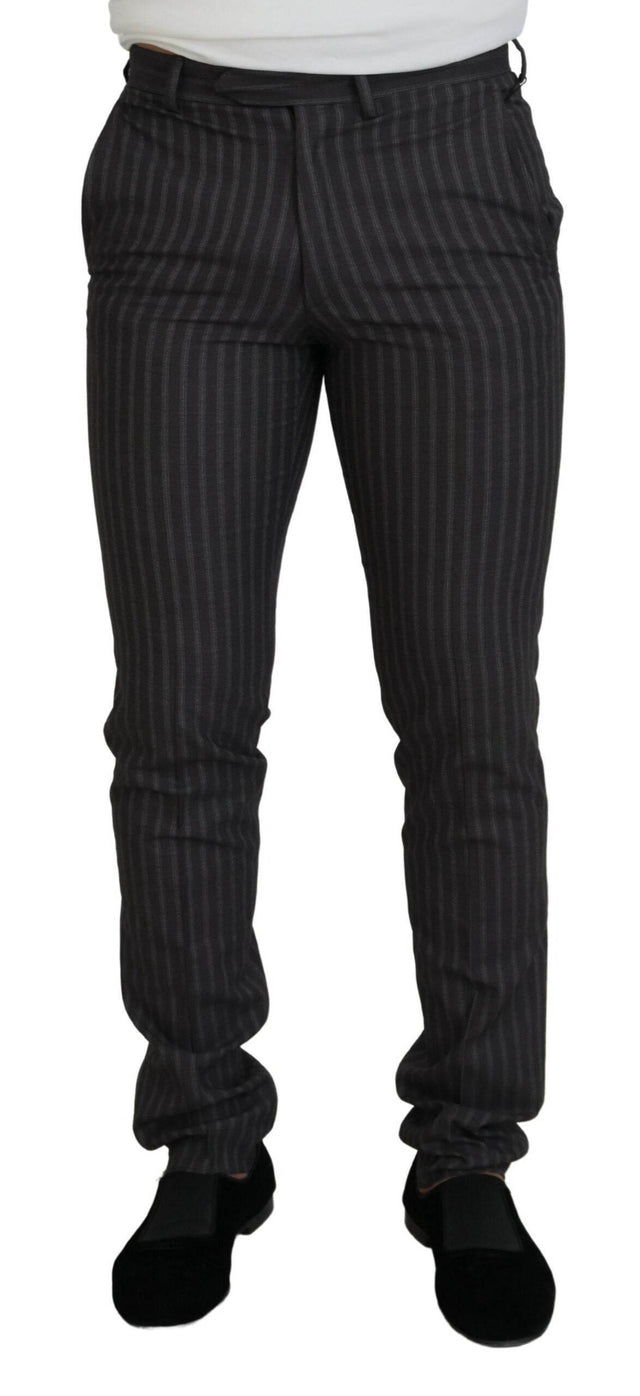 BENCIVENGA Brown Stripes Slim Fit Men Pants - Hilstor