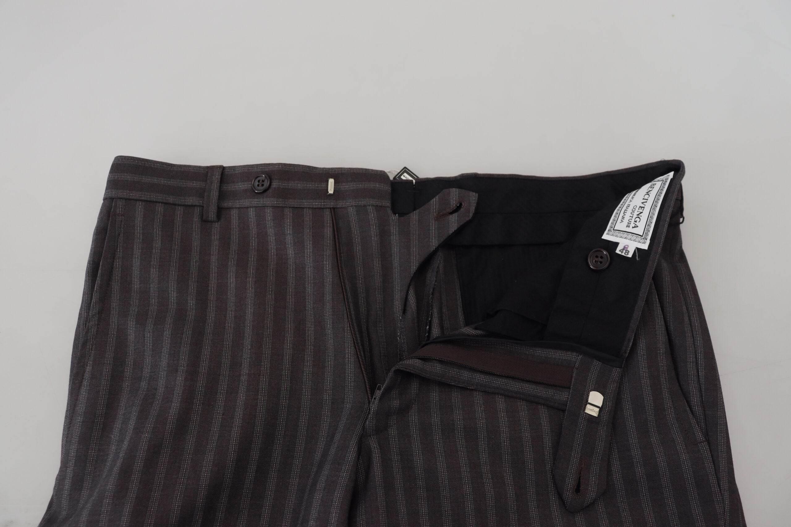 BENCIVENGA Brown Stripes Slim Fit Men Pants - Hilstor