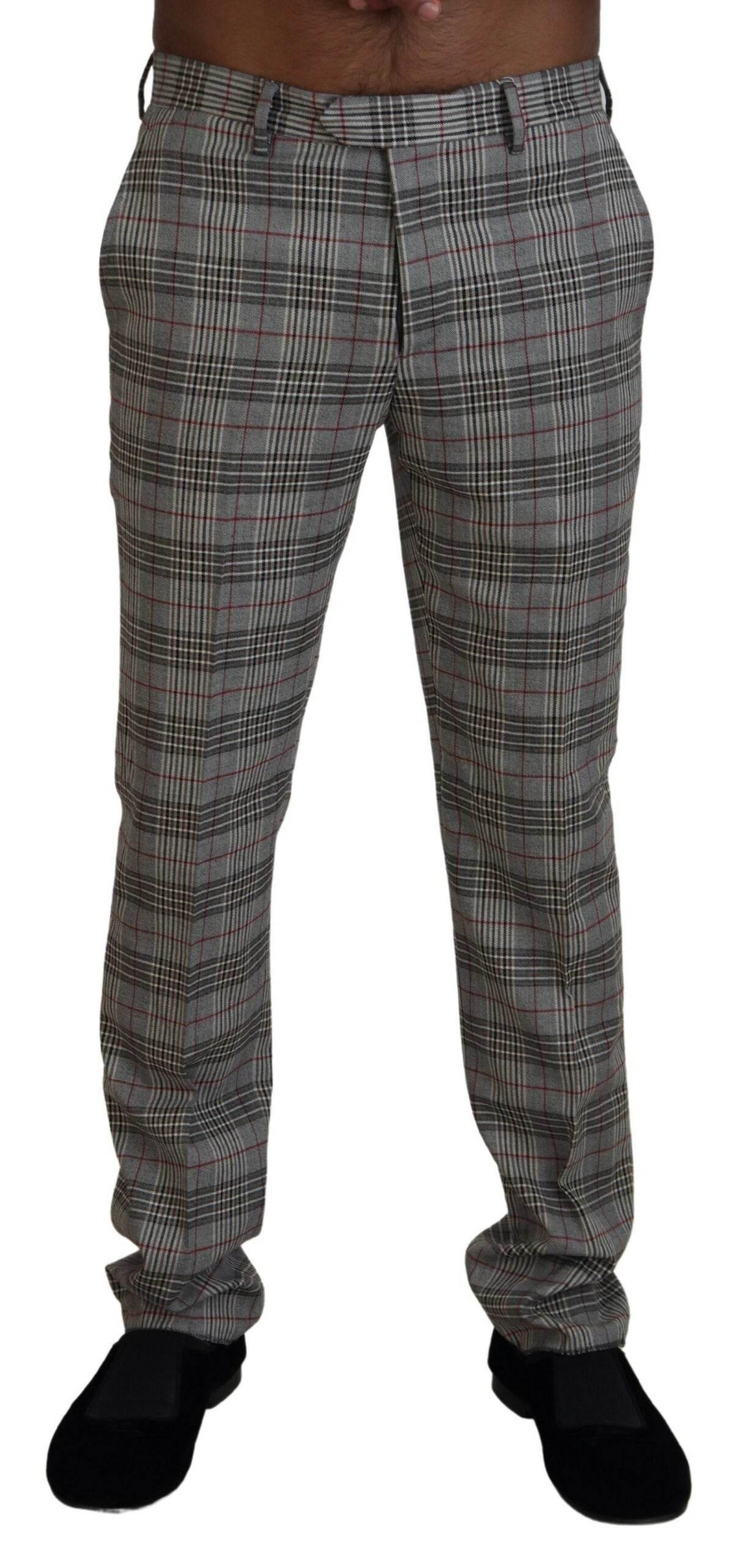 BENCIVENGA Gray Checkered Skinny Men Pants - Hilstor