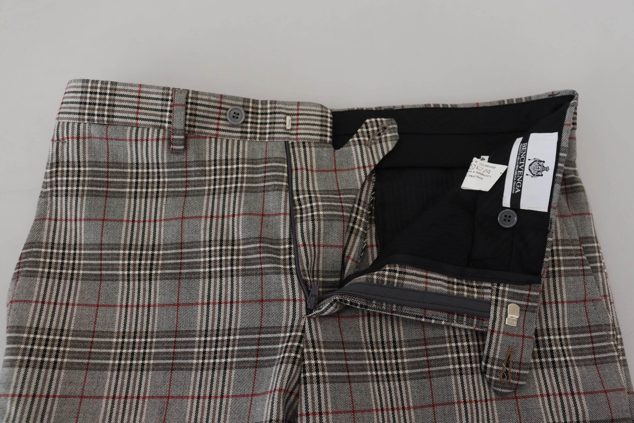 BENCIVENGA Gray Checkered Skinny Men Pants - Hilstor