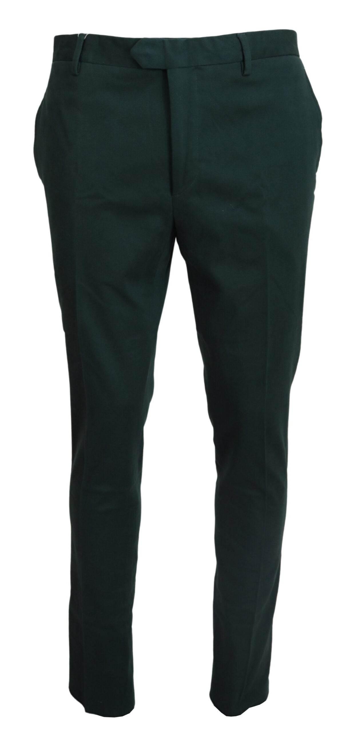 BENCIVENGA Dark Green Cotton Skinny Men Pants - Hilstor