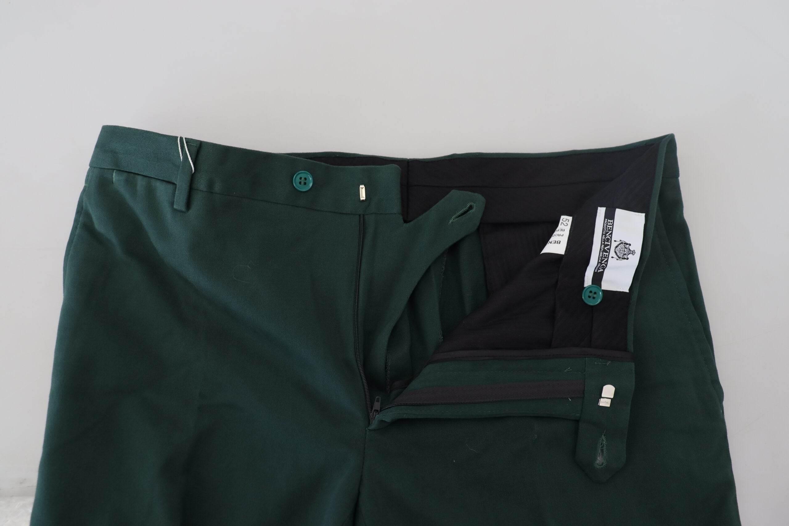 BENCIVENGA Dark Green Cotton Skinny Men Pants - Hilstor