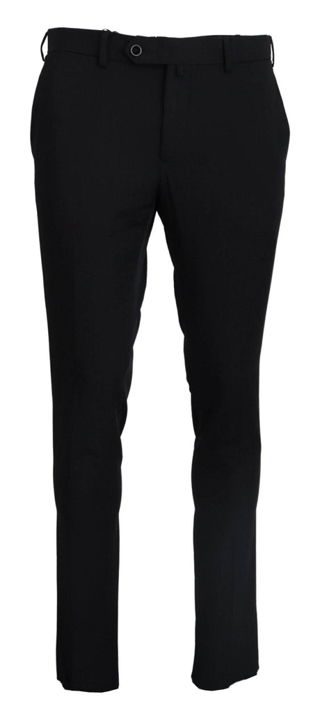 Domenico Tagliente Black Tapered Dress Formal Pants - Hilstor
