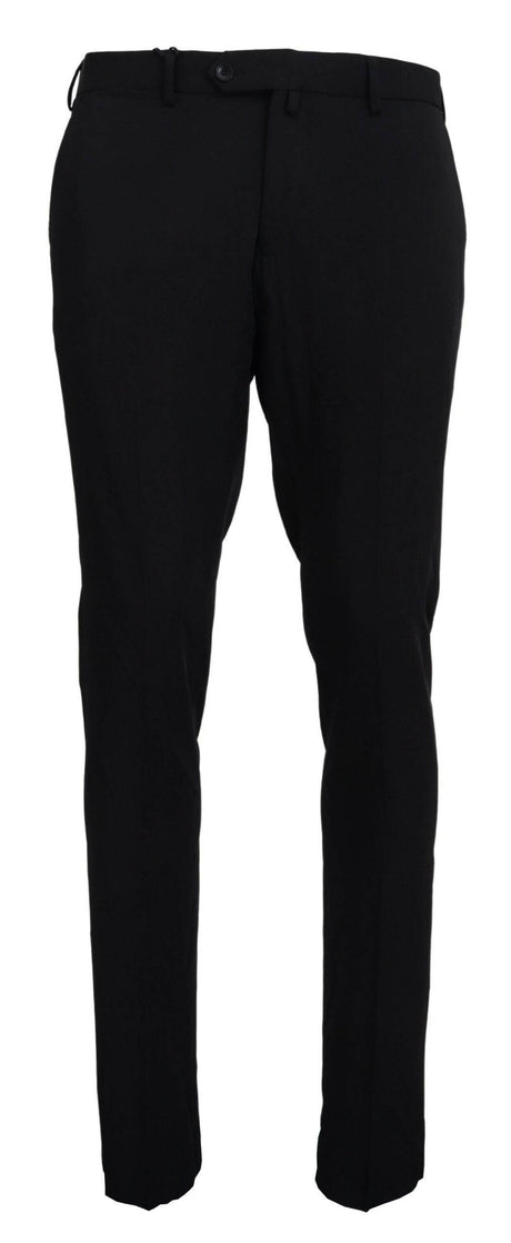 Domenico Tagliente Black Polyester Tapered Dress Pants - Hilstor