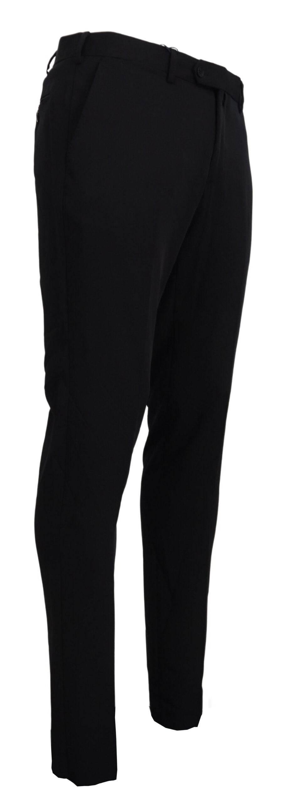 Domenico Tagliente Black Polyester Tapered Dress Pants - Hilstor