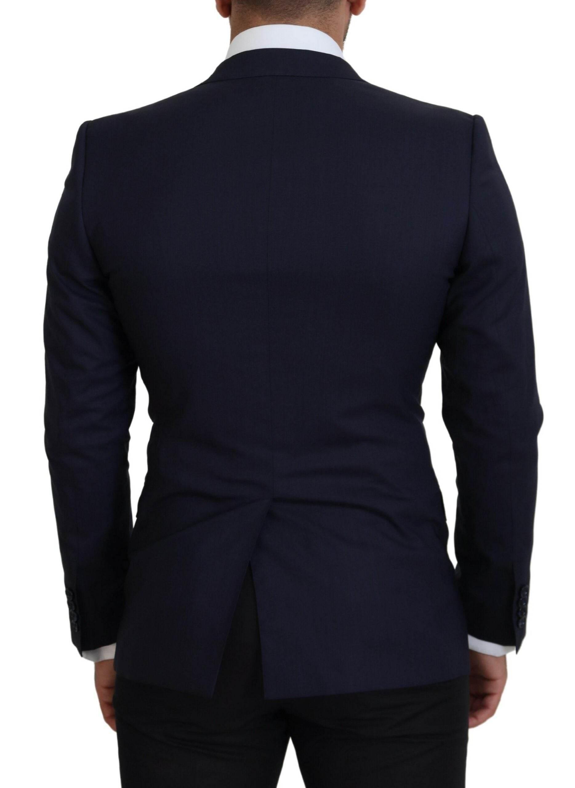 Dolce & Gabbana Blue Wool Slim Fit Formal Coat Blazer - Hilstor