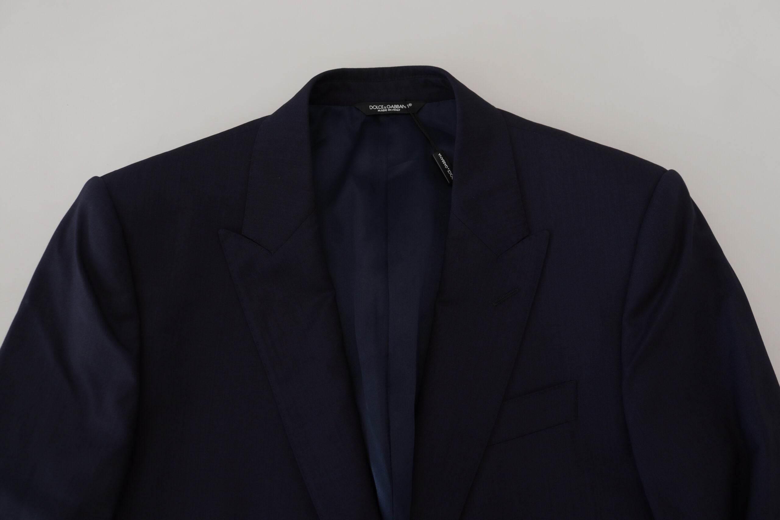 Dolce & Gabbana Blue Wool Slim Fit Formal Coat Blazer - Hilstor