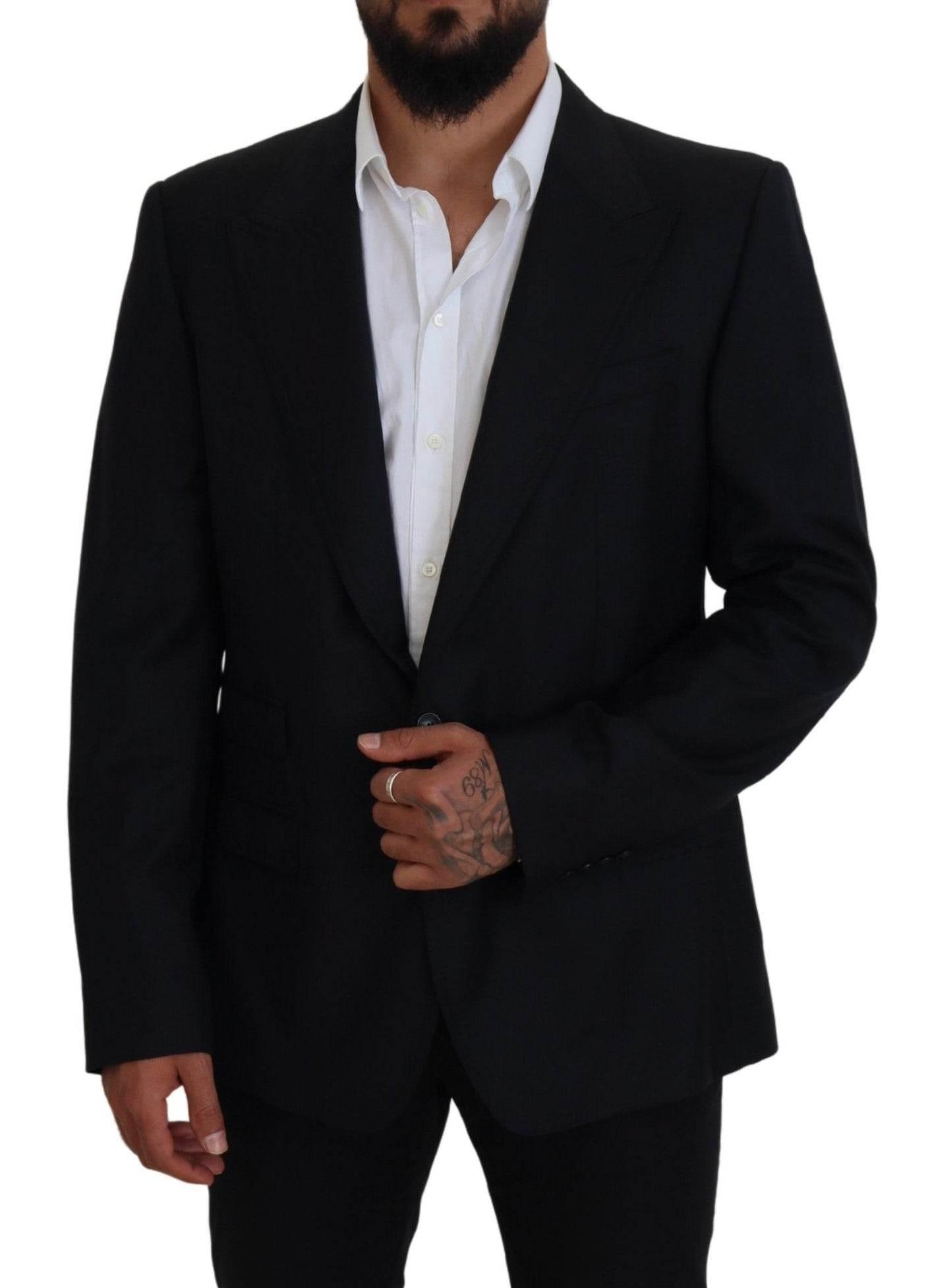 Dolce & Gabbana Dark Blue Wool Formal Sicilia Blazer - Hilstor