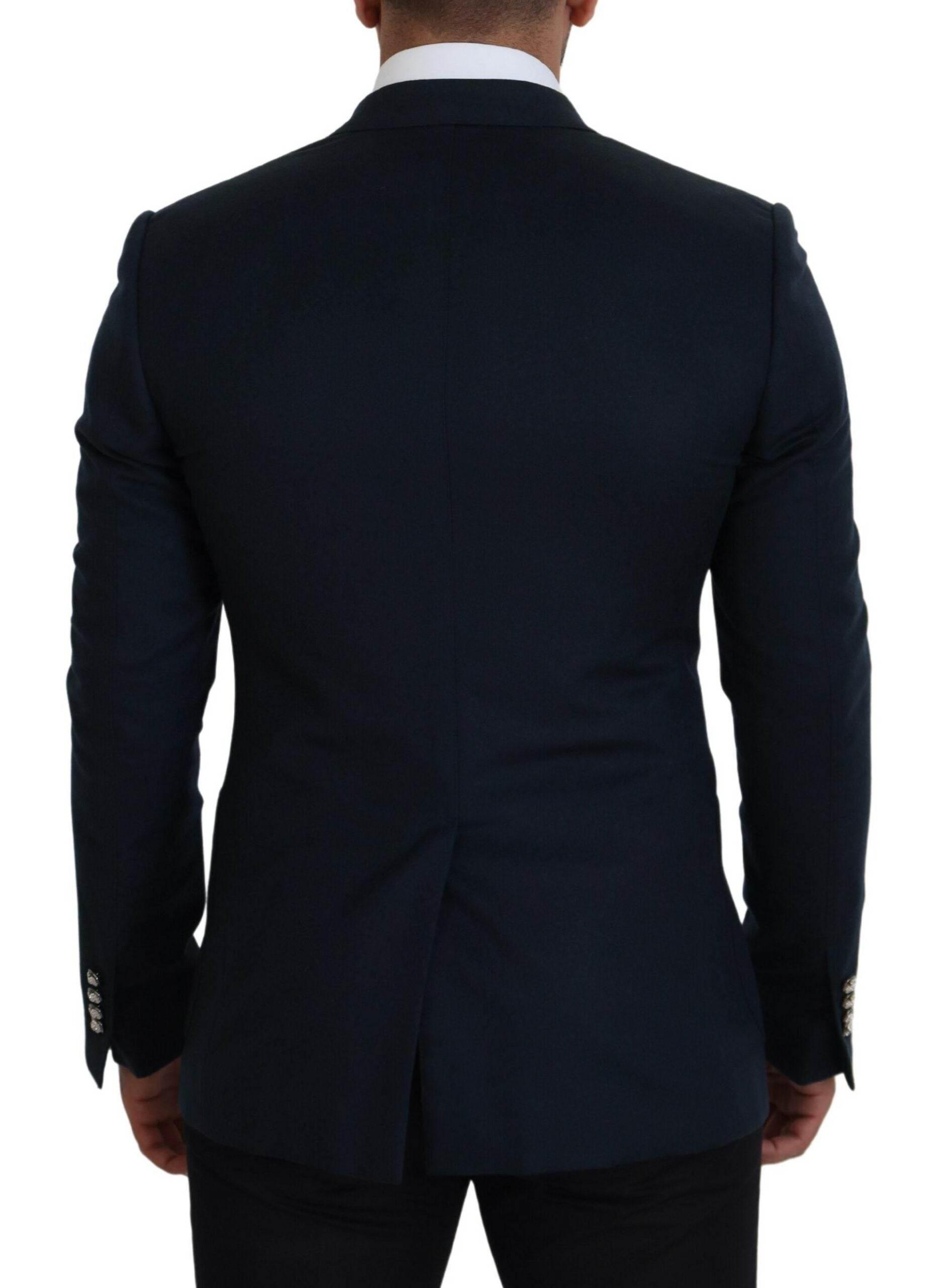 Dolce & Gabbana Blue Double Breasted Formal Coat Blazer - Hilstor
