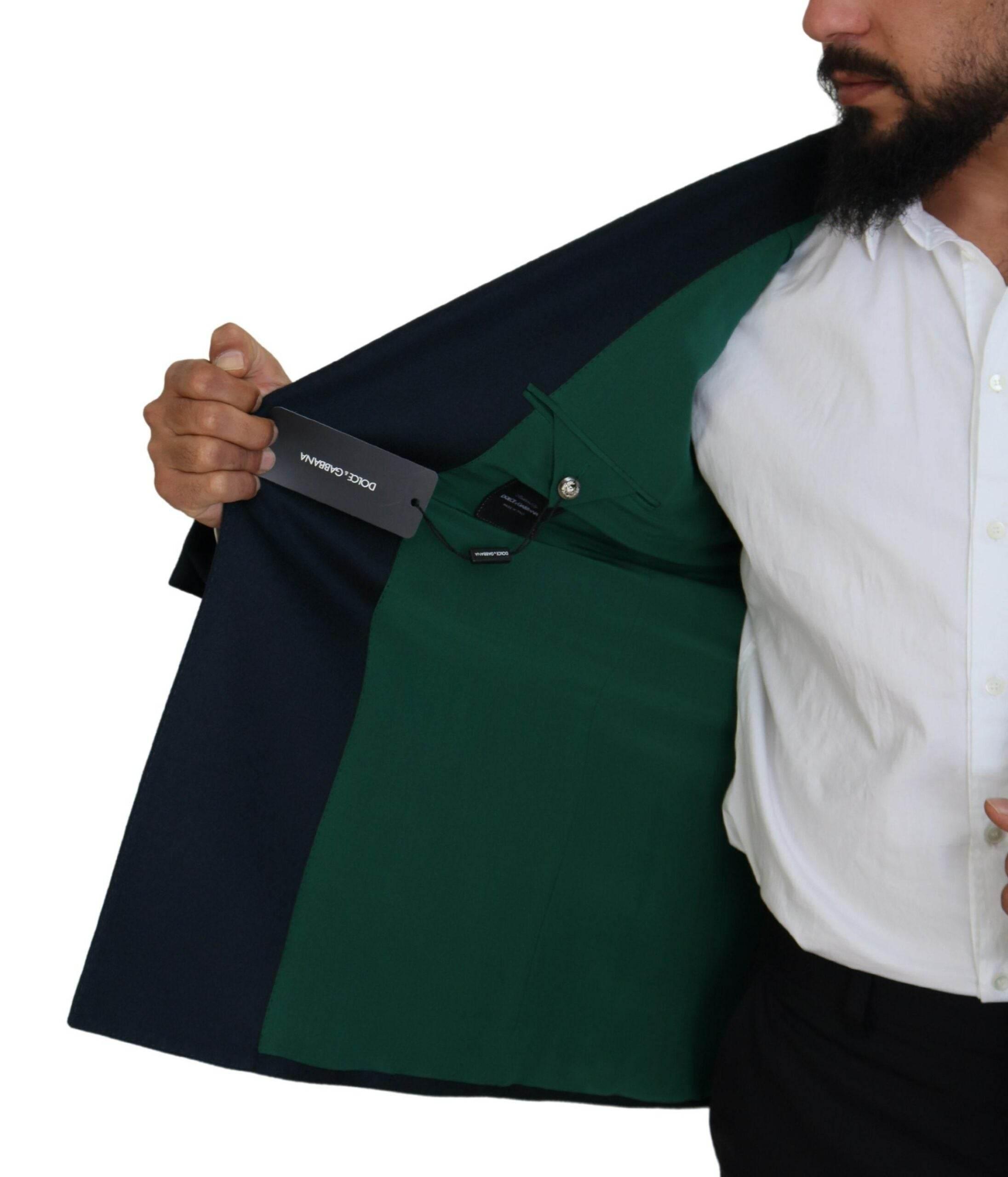 Dolce & Gabbana Blue Double Breasted Formal Coat Blazer - Hilstor