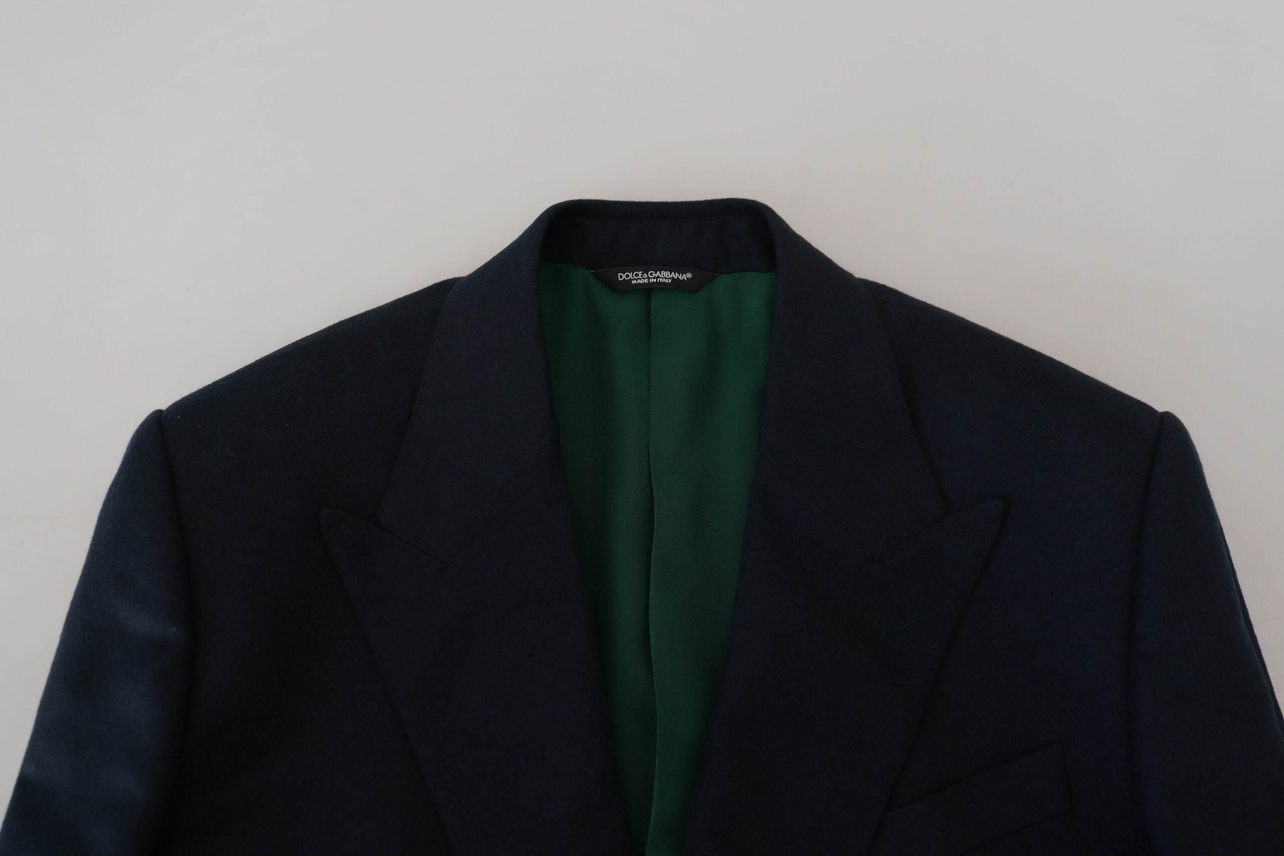 Dolce & Gabbana Blue Double Breasted Formal Coat Blazer - Hilstor