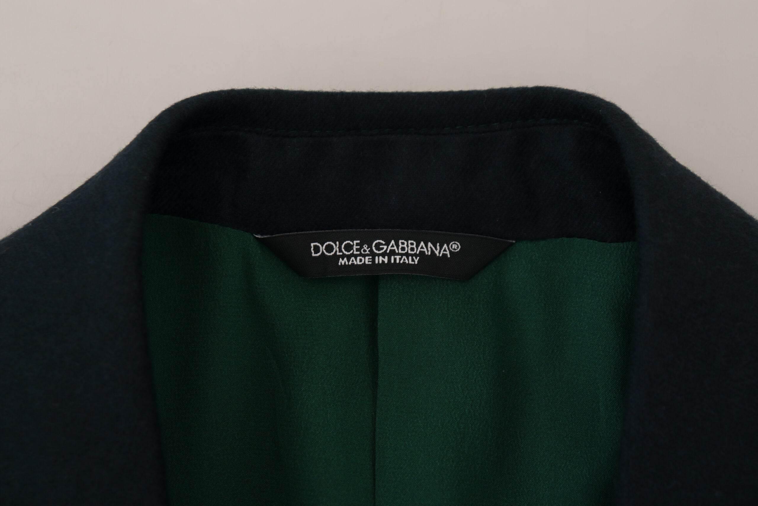 Dolce & Gabbana Blue Double Breasted Formal Coat Blazer - Hilstor