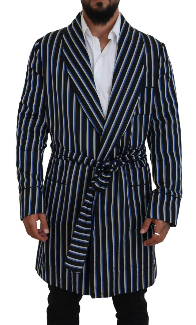 Dolce & Gabbana Black Blue Martini Printed Lining Robe - Hilstor