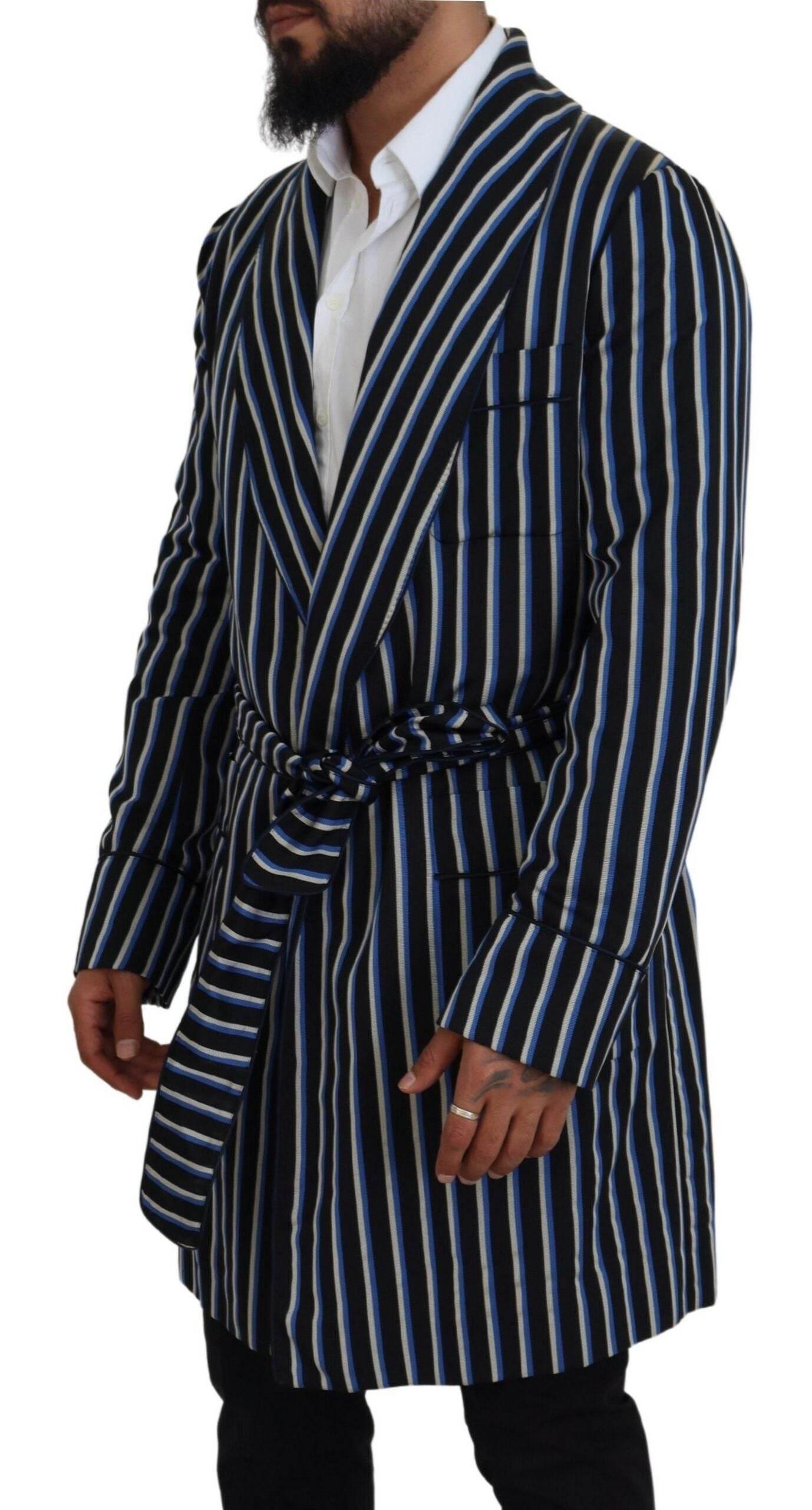 Dolce & Gabbana Black Blue Martini Printed Lining Robe - Hilstor