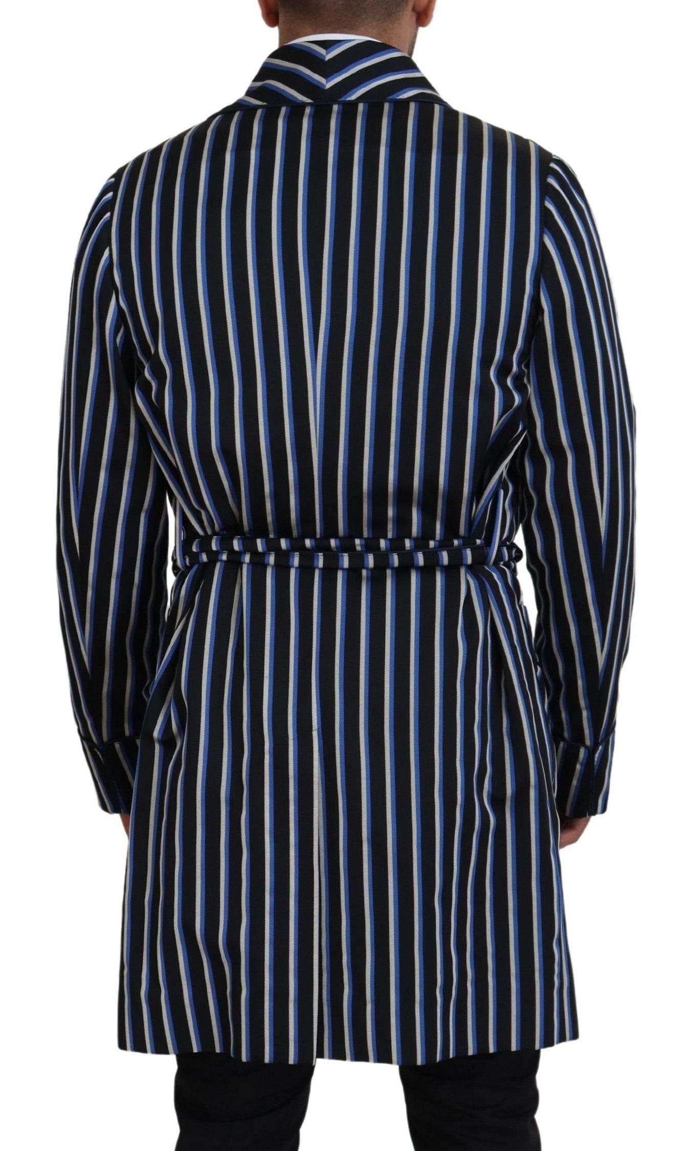 Dolce & Gabbana Black Blue Martini Printed Lining Robe - Hilstor