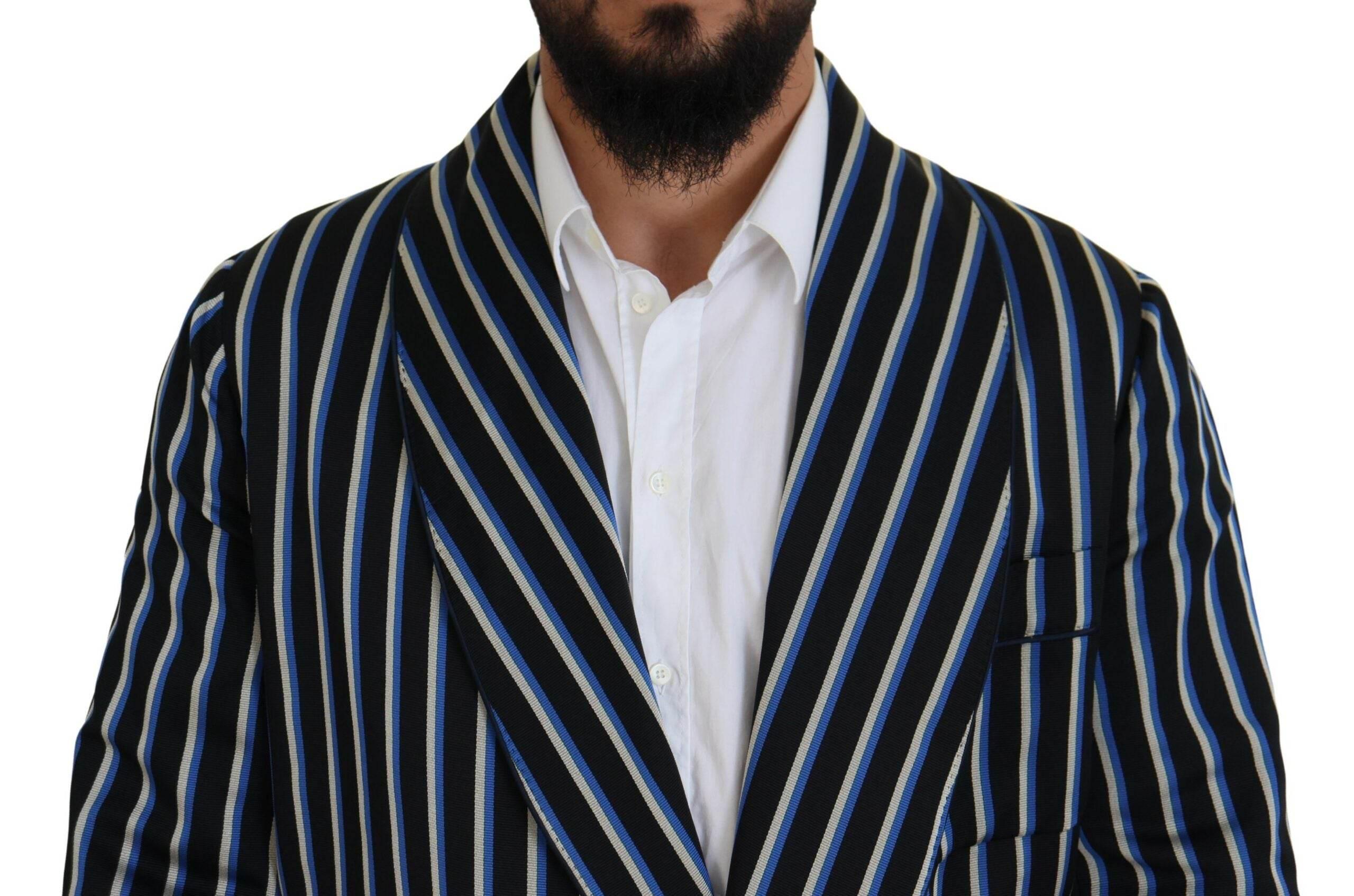 Dolce & Gabbana Black Blue Martini Printed Lining Robe - Hilstor