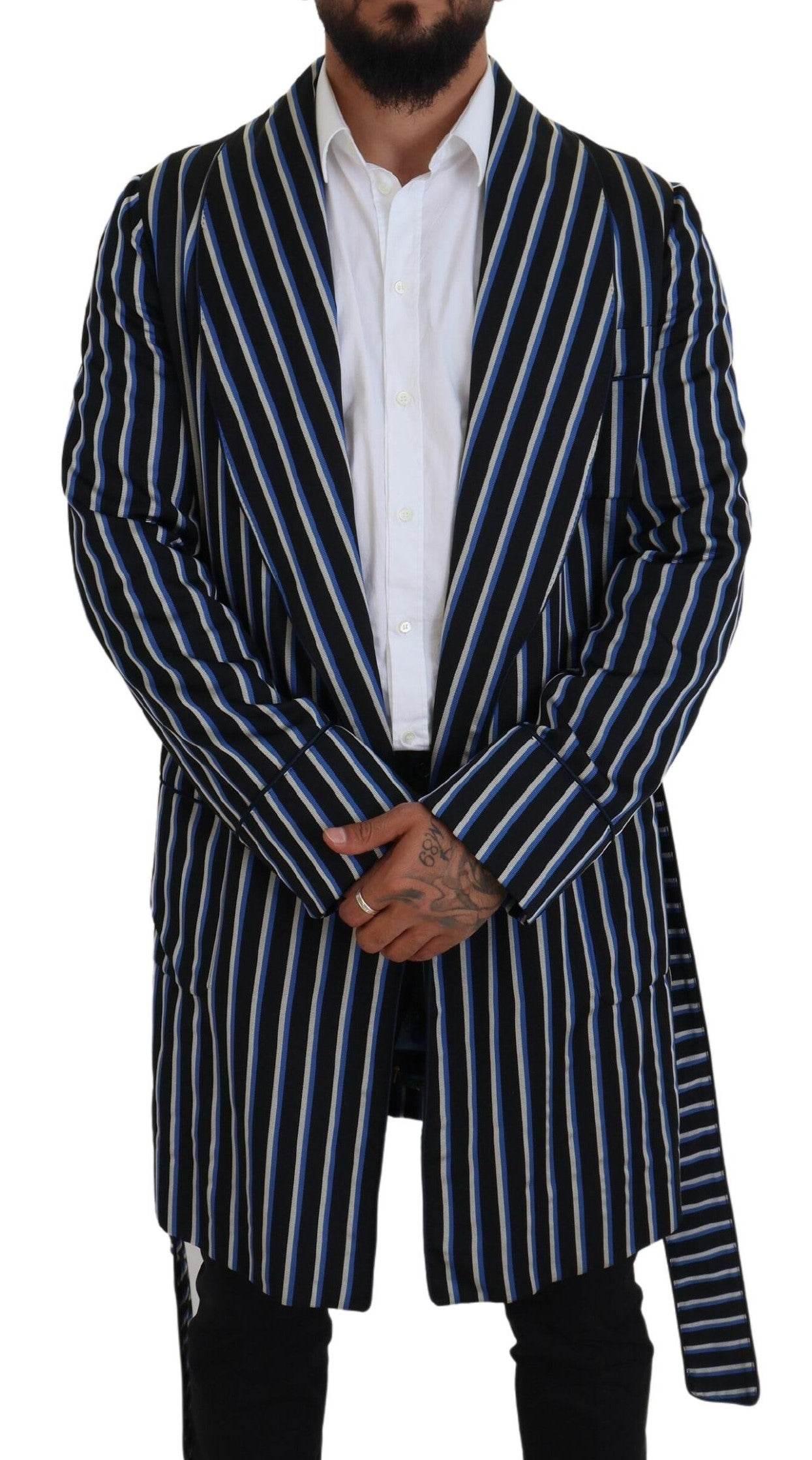 Dolce & Gabbana Black Blue Martini Printed Lining Robe - Hilstor
