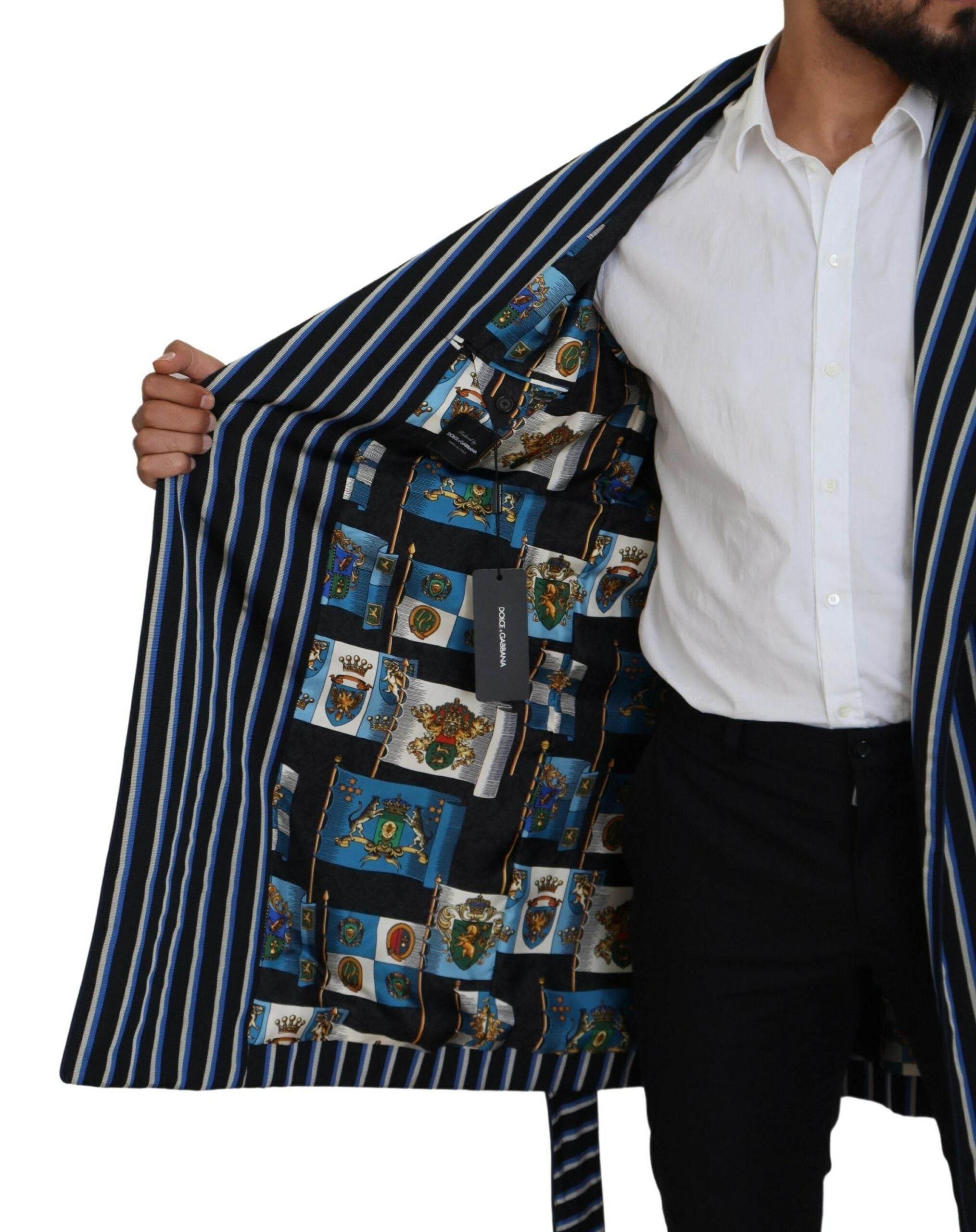 Dolce & Gabbana Black Blue Martini Printed Lining Robe - Hilstor