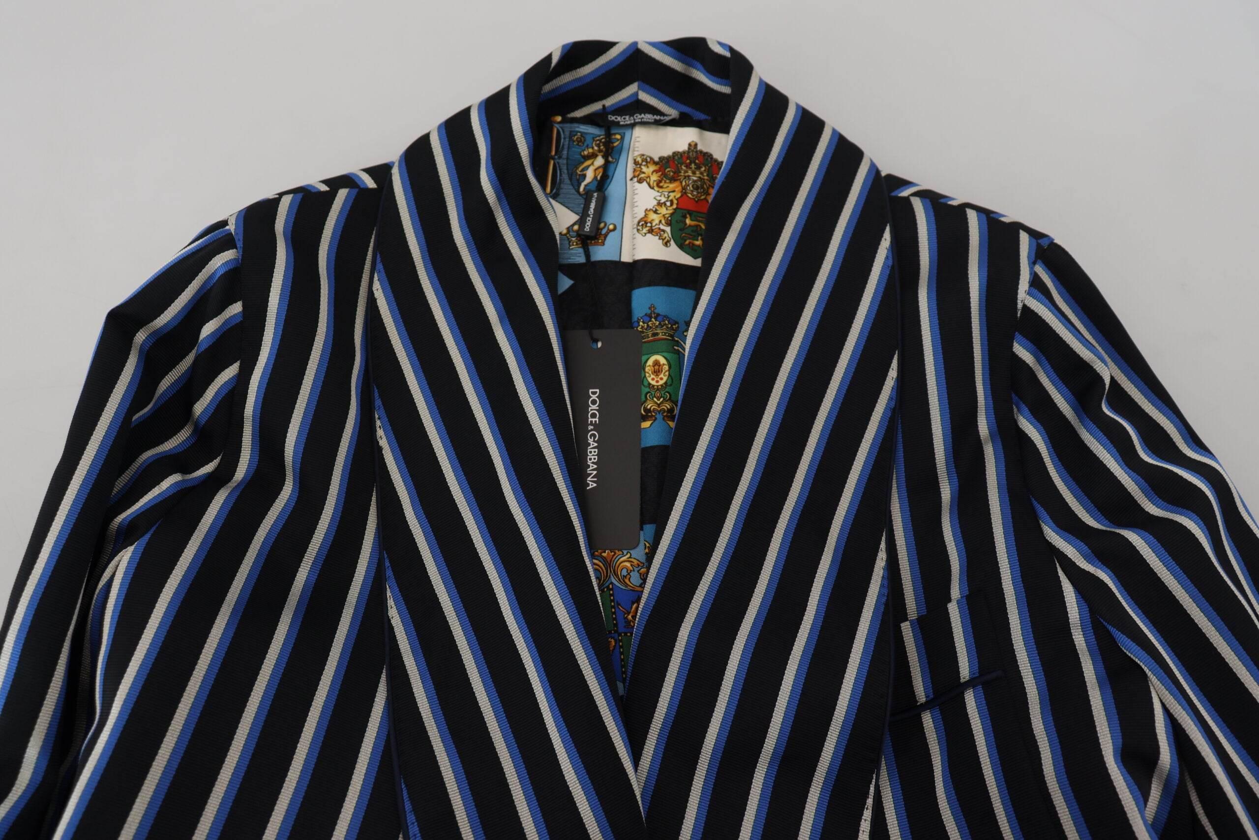 Dolce & Gabbana Black Blue Martini Printed Lining Robe - Hilstor