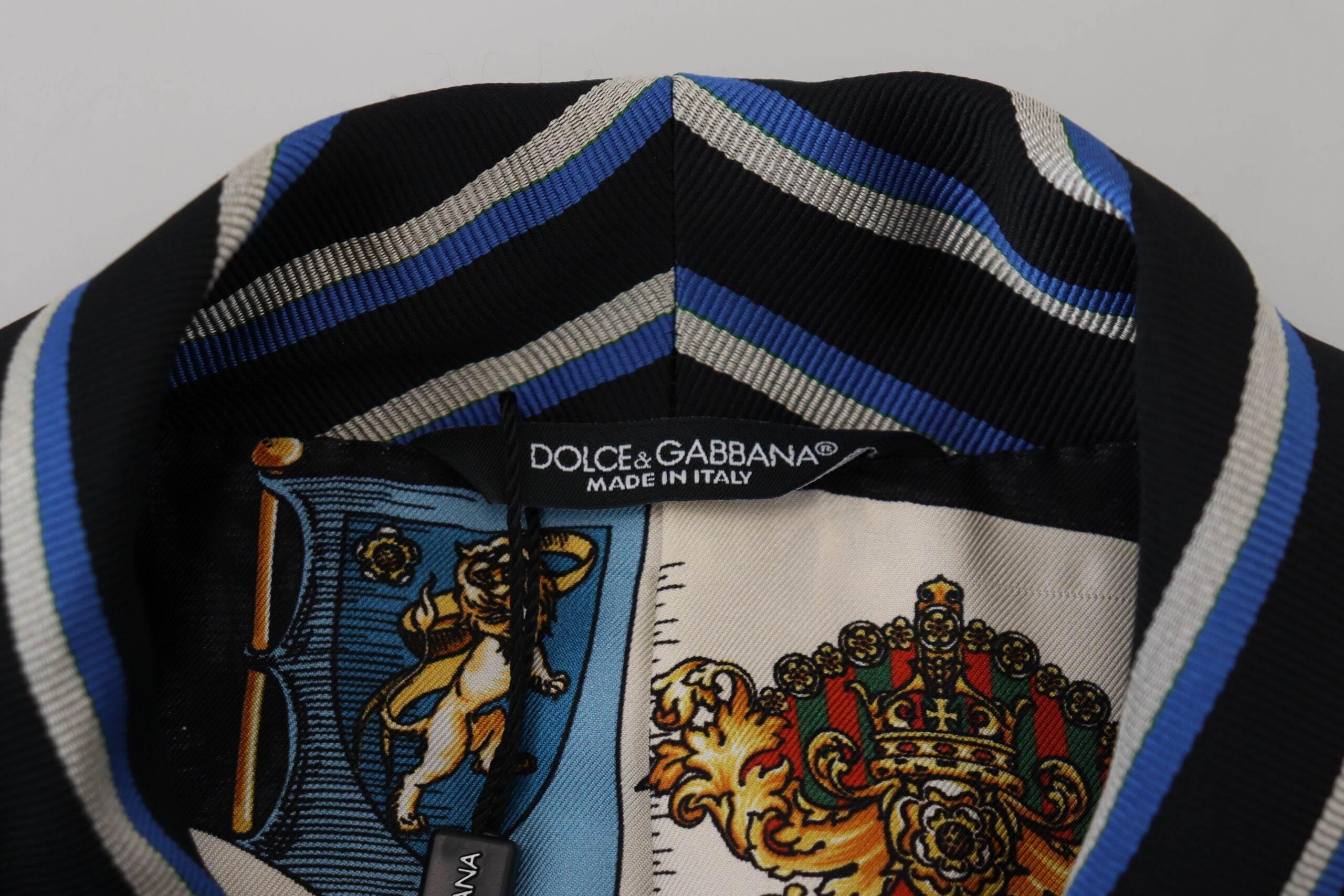 Dolce & Gabbana Black Blue Martini Printed Lining Robe - Hilstor