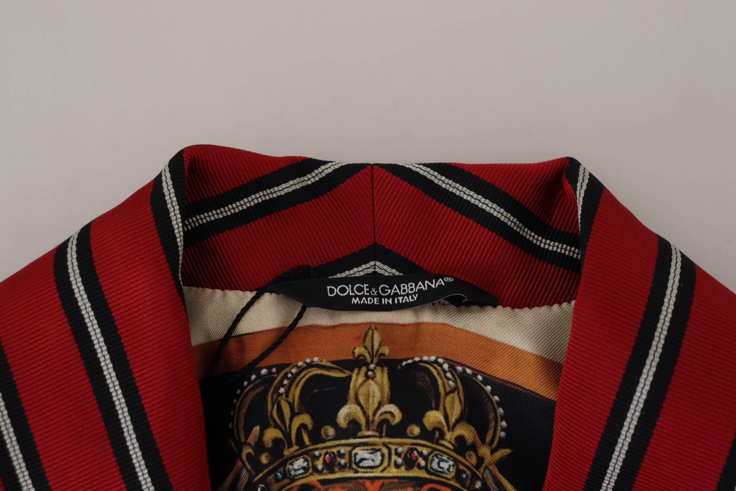 Dolce & Gabbana Elegant Red Striped Long Robe Luxury Wear - Hilstor