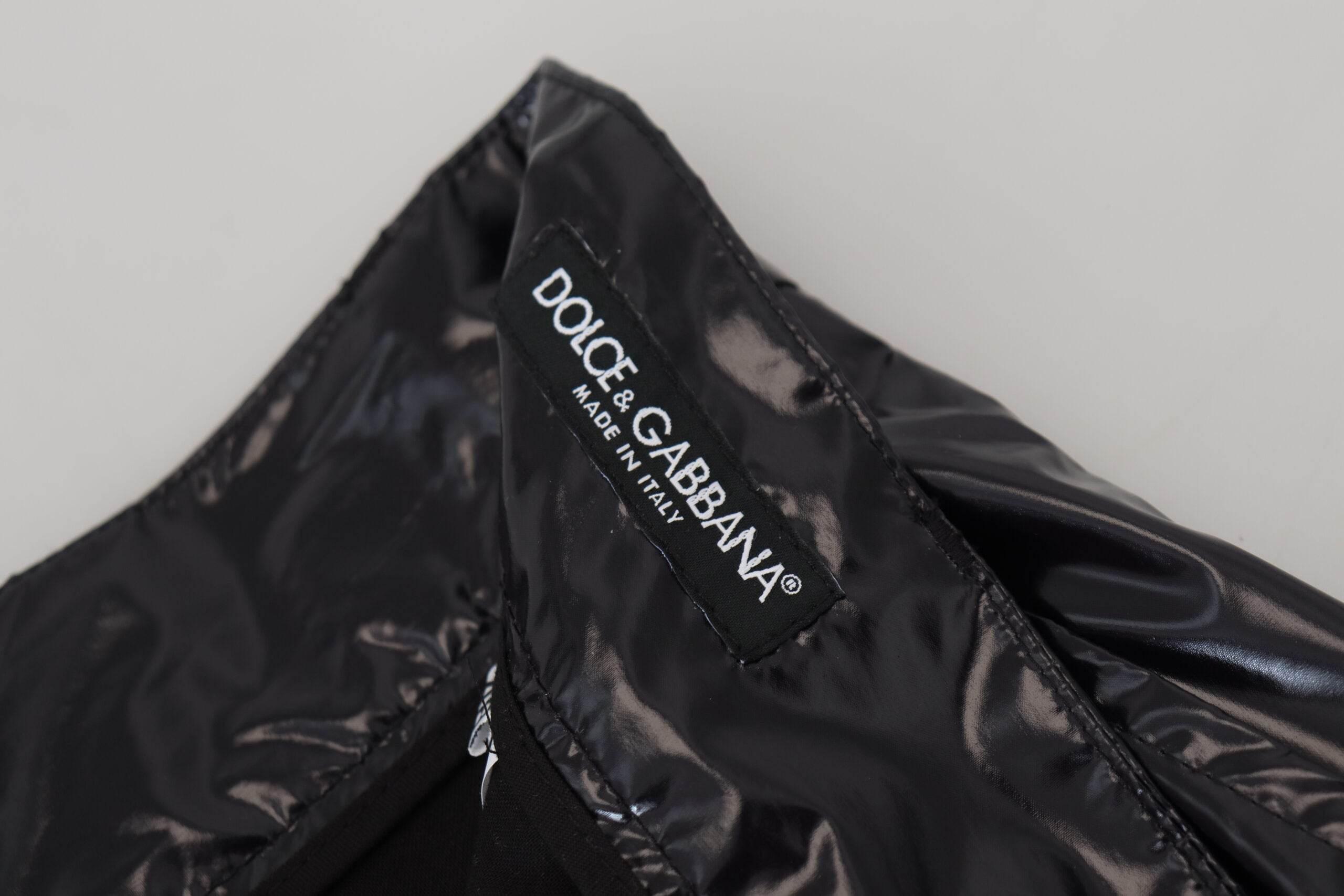 Dolce & Gabbana Black Shining Nylon Skinny Men Pants - Hilstor