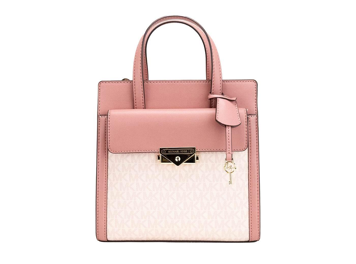 Michael Kors Cece Small Pink PVC North South Flap Tote Crossbody Bag Purse - Hilstor