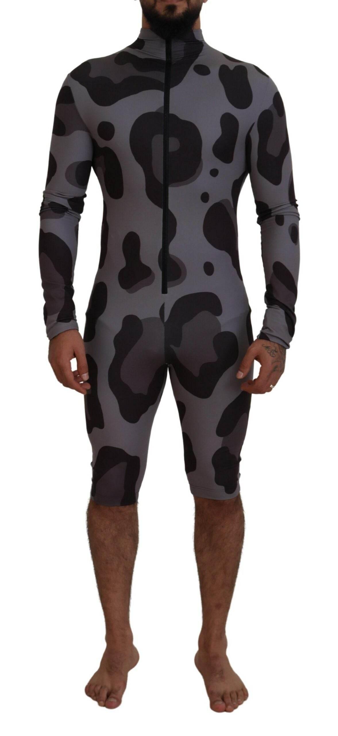 Dolce & Gabbana Gray Patterned Polyester Wetsuit Swimwear - Hilstor