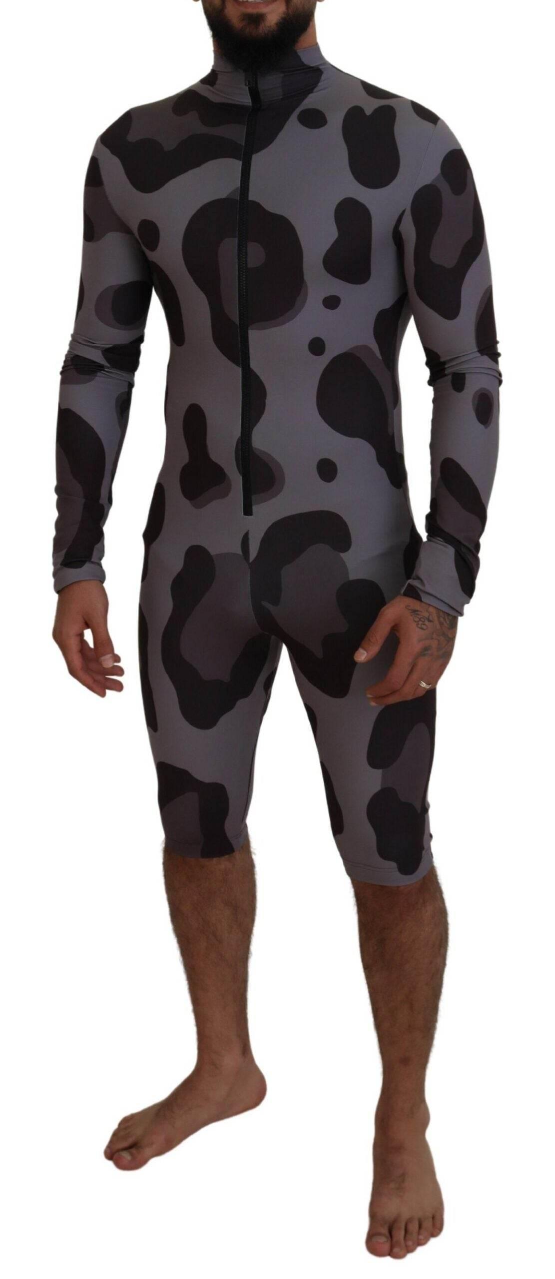 Dolce & Gabbana Gray Patterned Polyester Wetsuit Swimwear - Hilstor