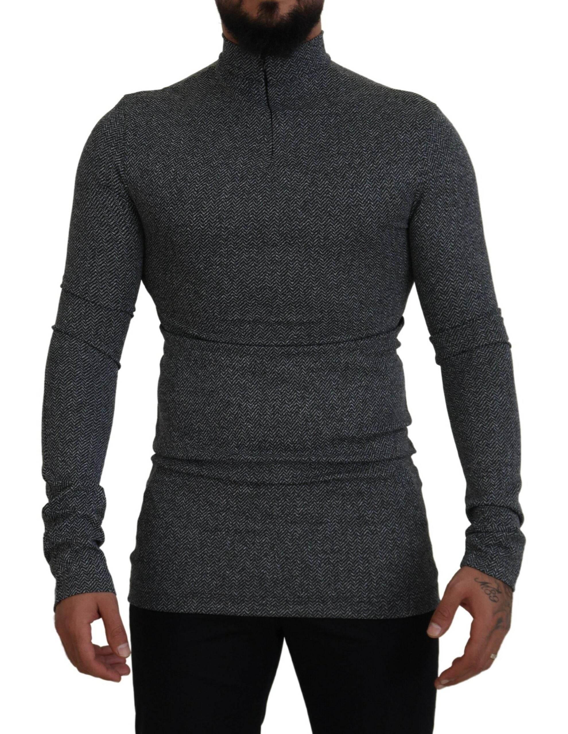 Dolce & Gabbana Dark Gray Nylon Turtleneck Pullover Sweater - Hilstor