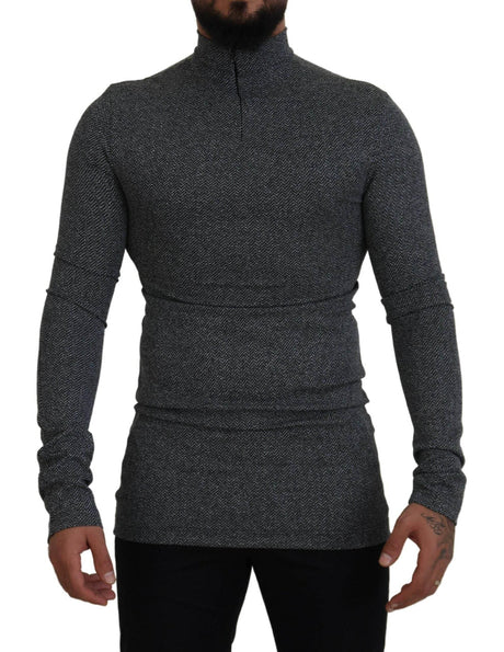 Dolce & Gabbana Dark Gray Nylon Turtleneck Pullover Sweater - Hilstor