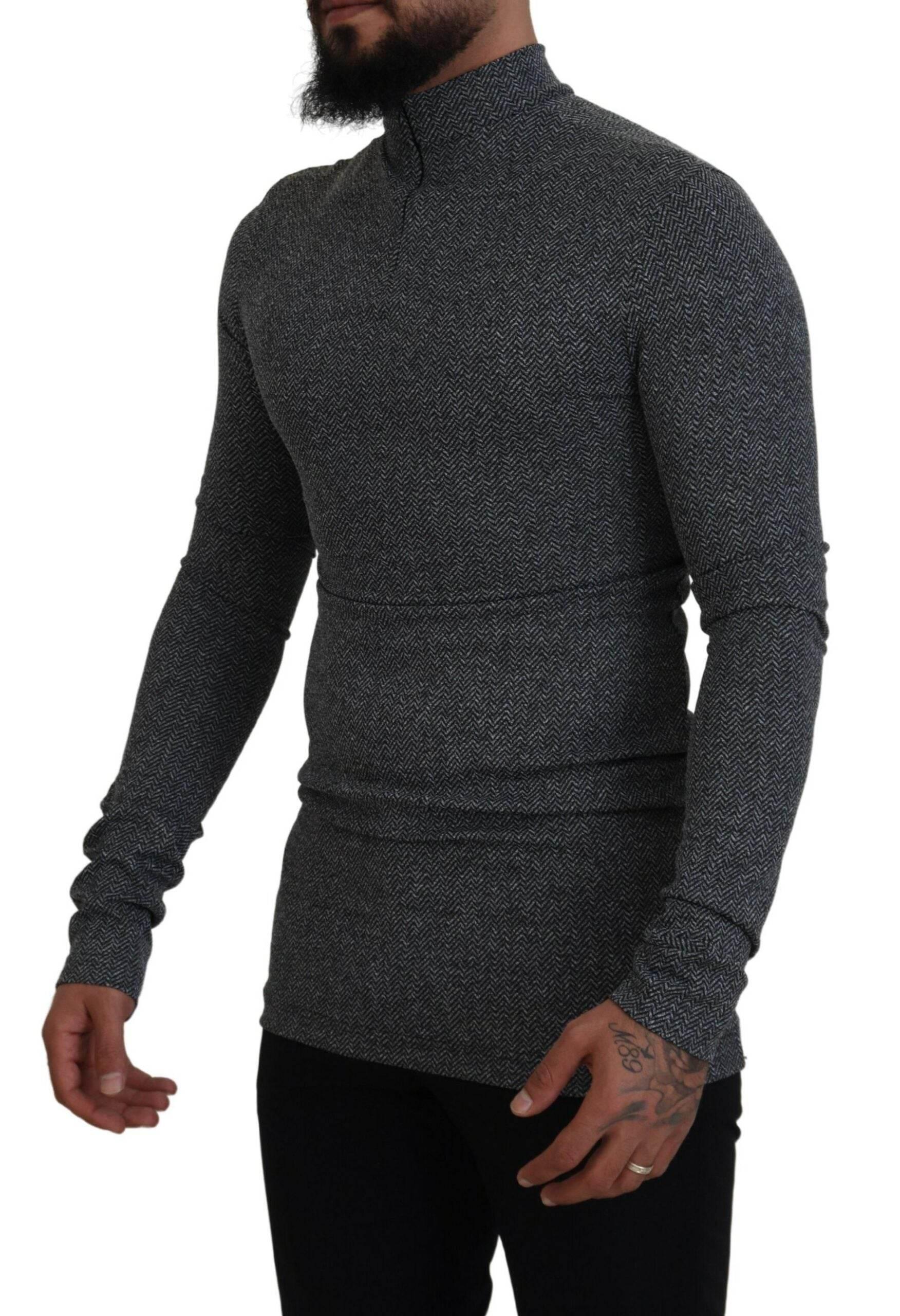 Dolce & Gabbana Dark Gray Nylon Turtleneck Pullover Sweater - Hilstor