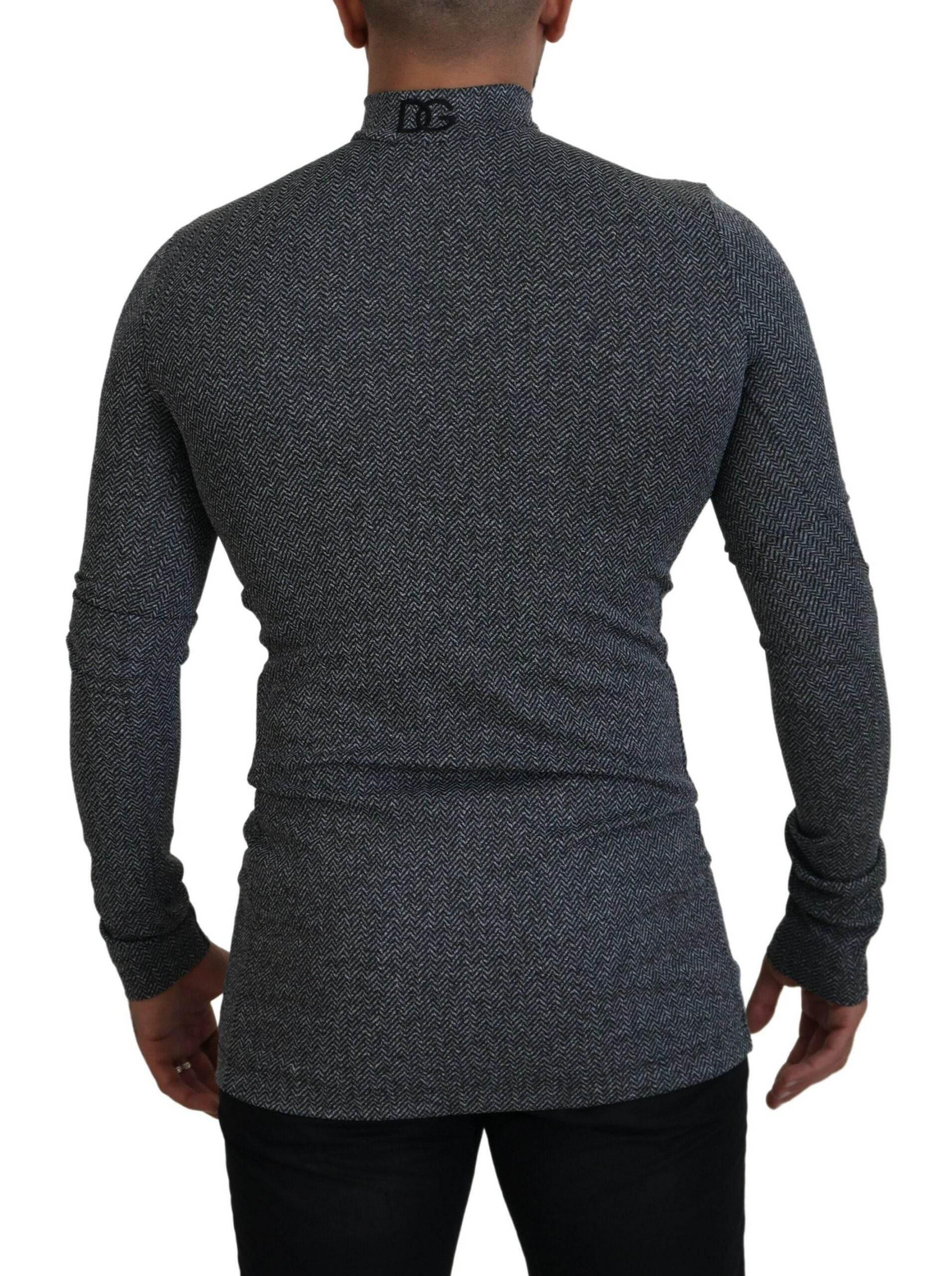 Dolce & Gabbana Dark Gray Nylon Turtleneck Pullover Sweater - Hilstor