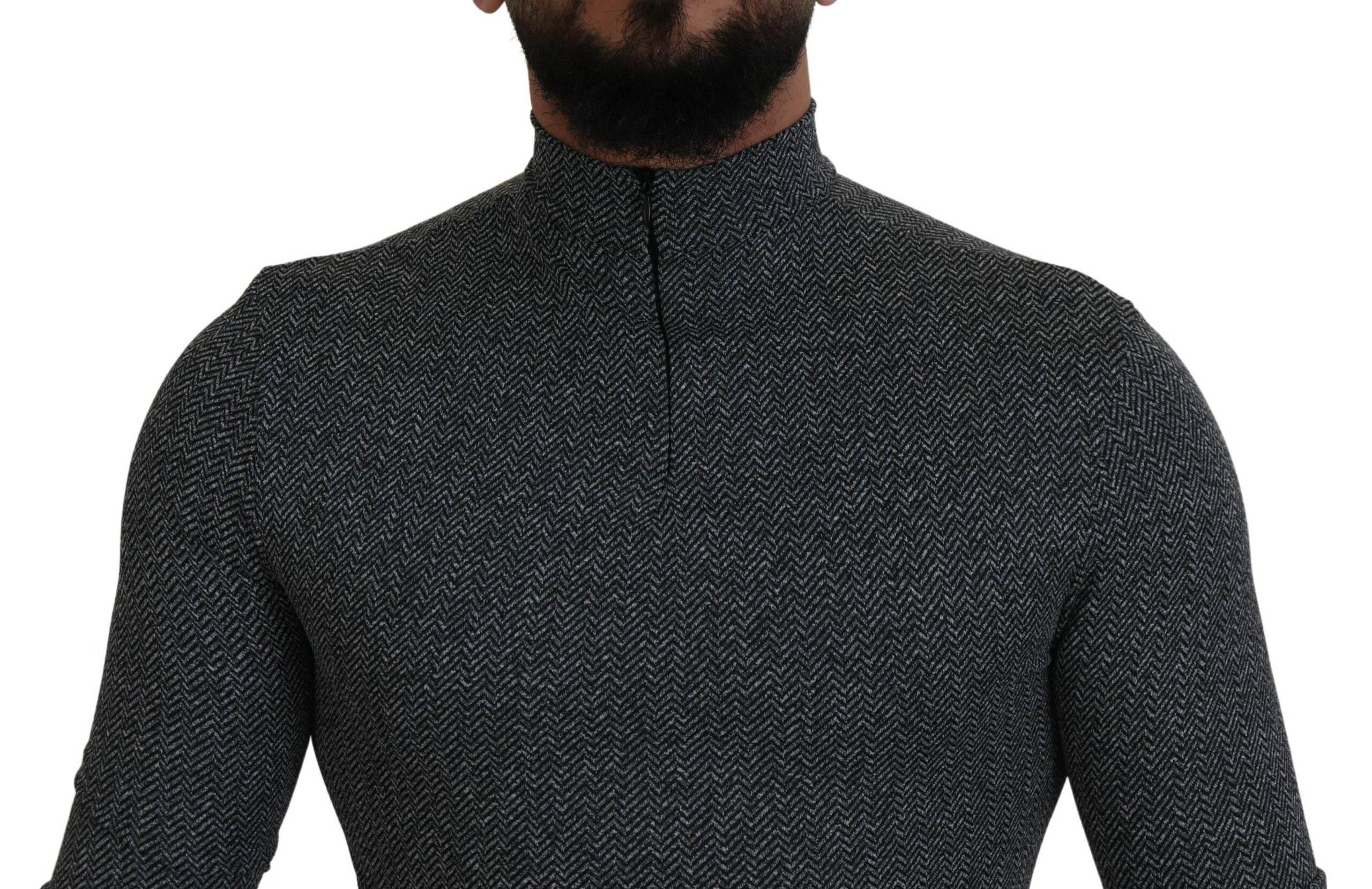 Dolce & Gabbana Dark Gray Nylon Turtleneck Pullover Sweater - Hilstor