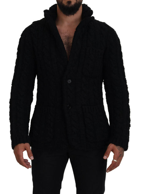 Dolce & Gabbana Black Wool Knit Button Cardigan Sweater - Hilstor