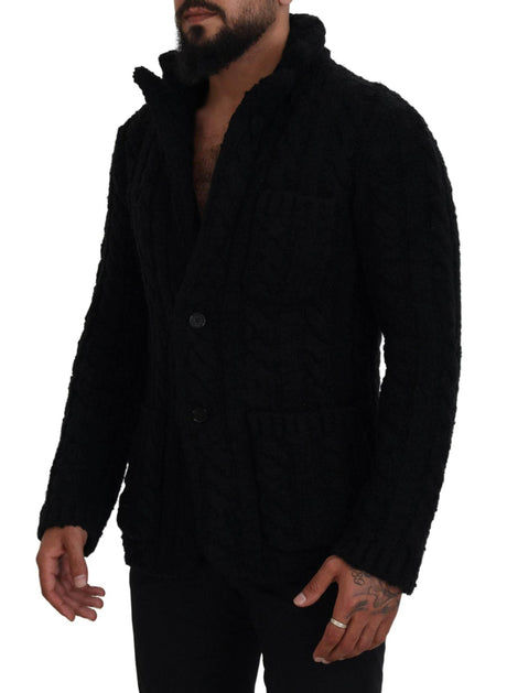 Dolce & Gabbana Black Wool Knit Button Cardigan Sweater - Hilstor