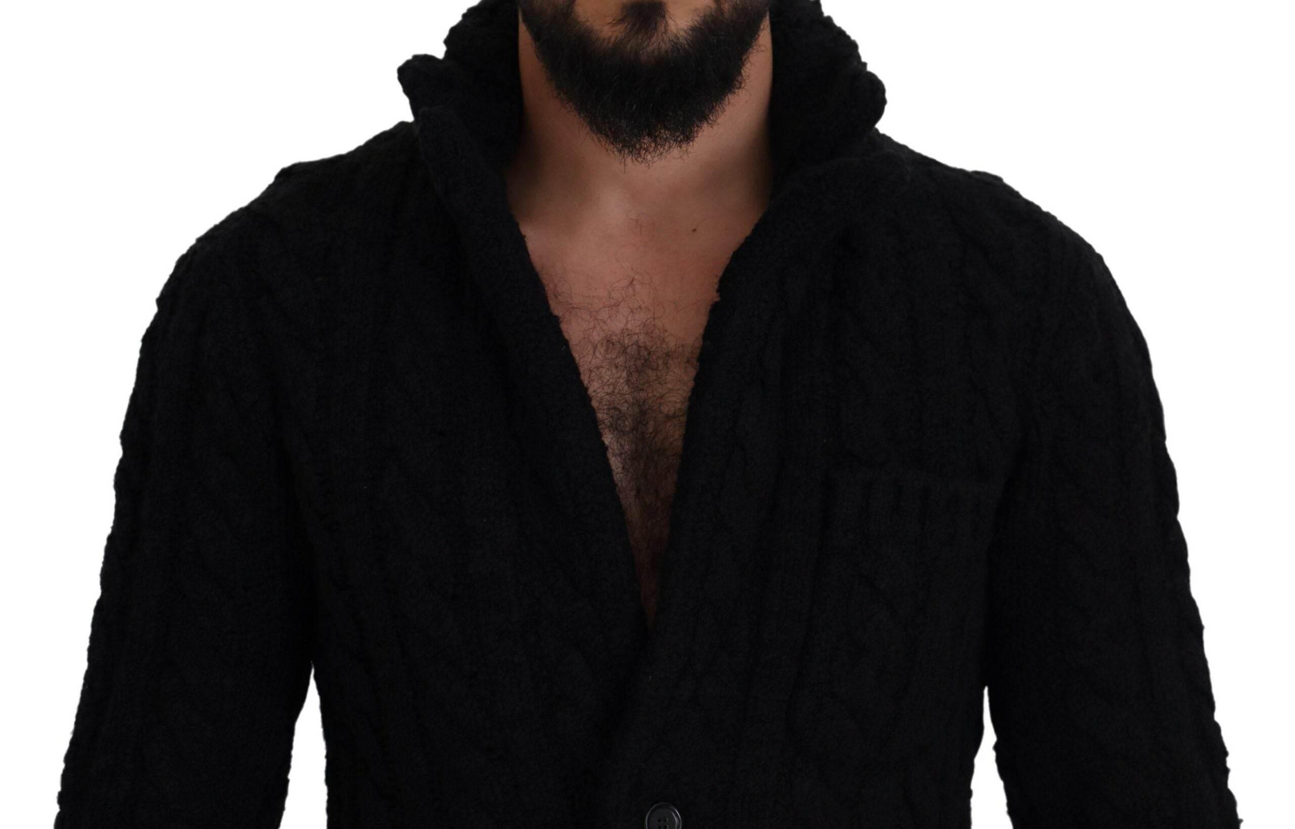 Dolce & Gabbana Black Wool Knit Button Cardigan Sweater - Hilstor