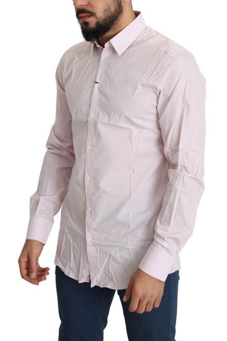 Dolce & Gabbana Light Pink Cotton Formal GOLD Dress Shirt - Hilstor