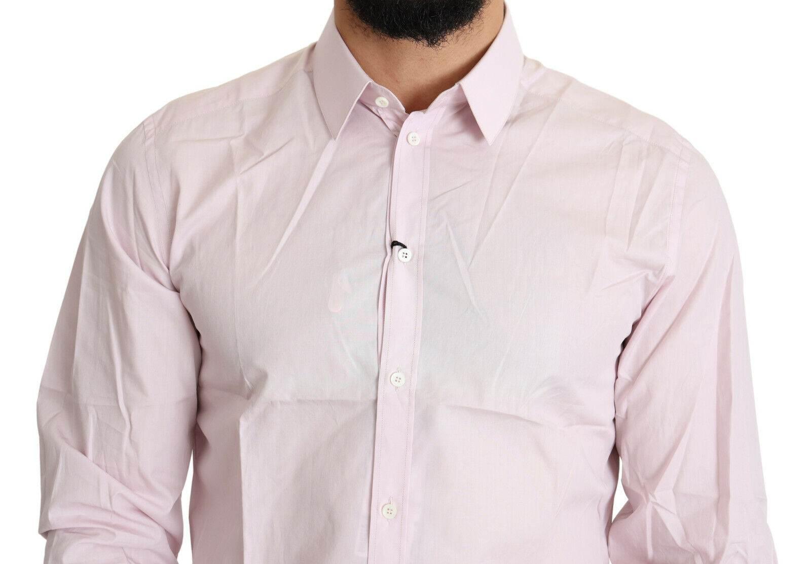 Dolce & Gabbana Light Pink Cotton Formal GOLD Dress Shirt - Hilstor