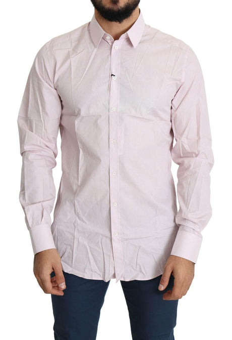 Dolce & Gabbana Light Pink Cotton Formal GOLD Dress Shirt - Hilstor